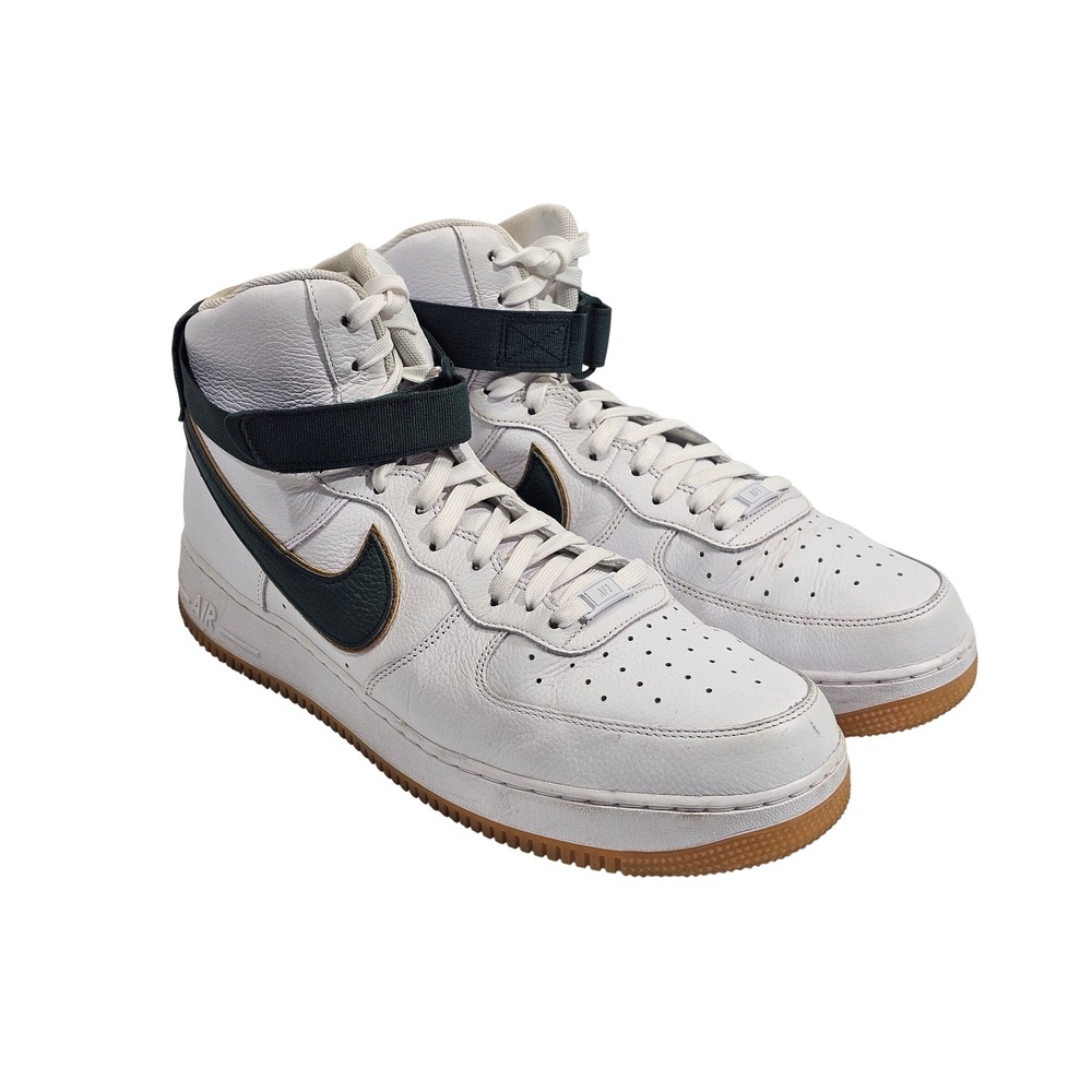 Nike Air Force 1 High Mens Size 13 White Green Gum Sole Leather HF0658-900 AF1